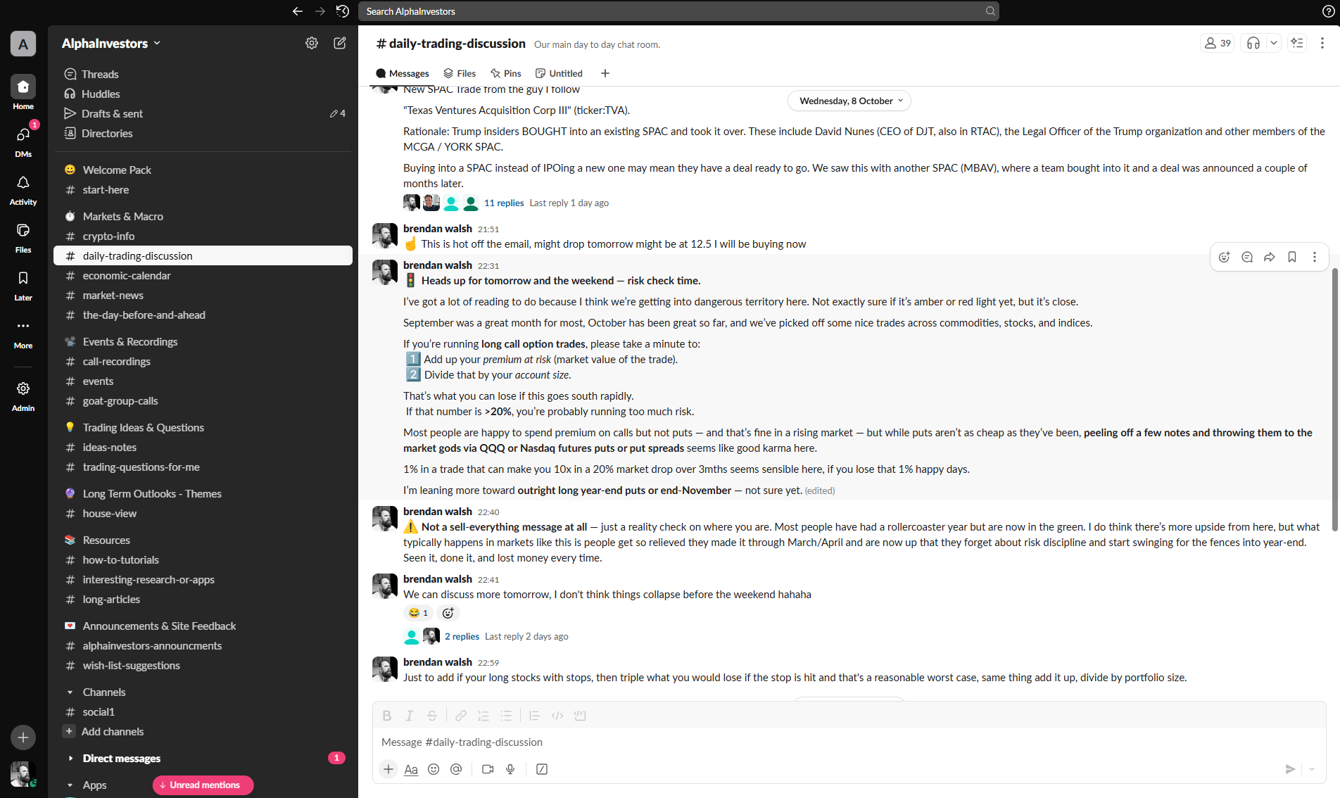 Daily trading discussion
