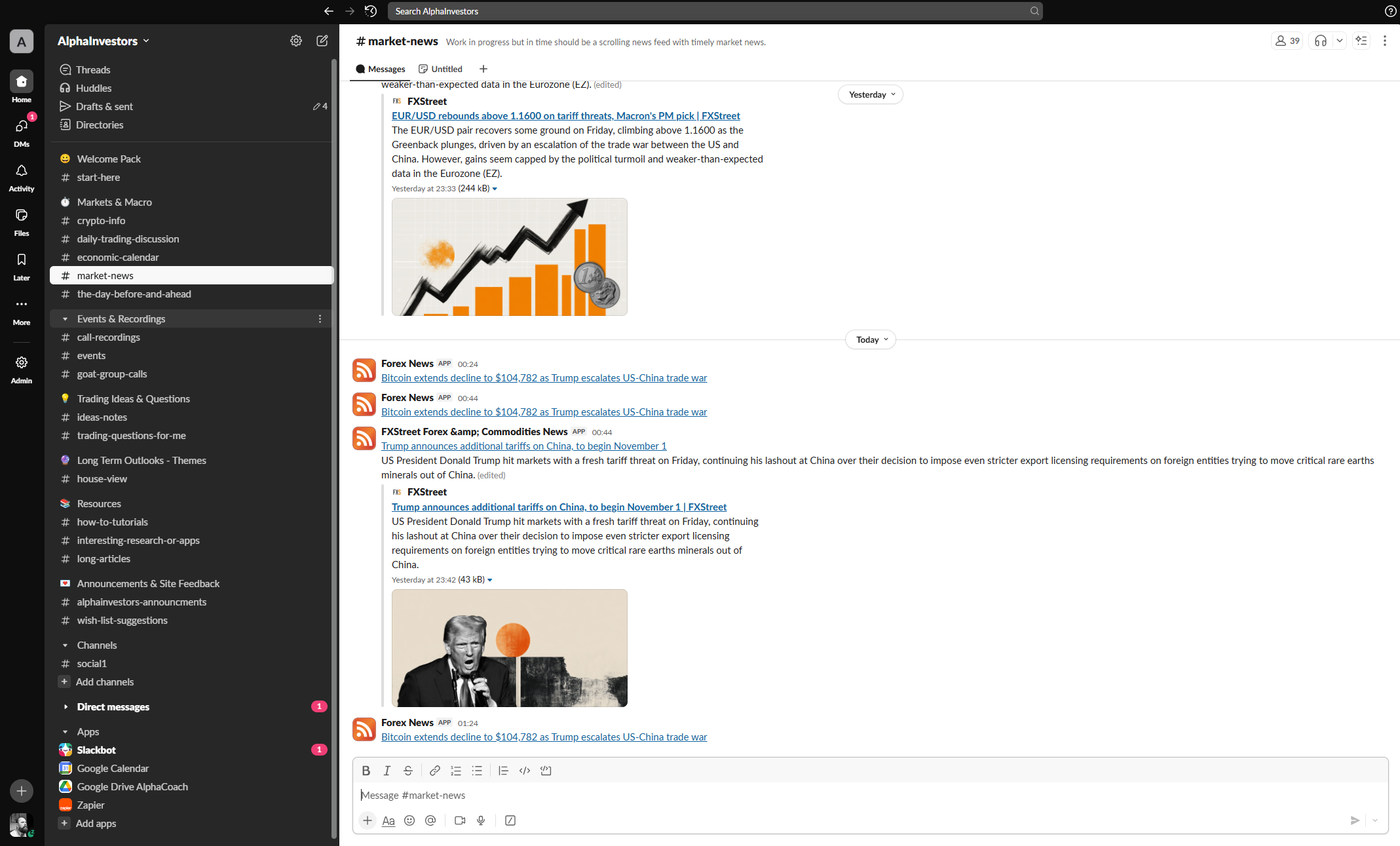 Market news feed